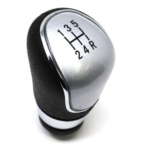 Pomo perilla de cambio manual con 5 velocidades de colores negro y plateado compatible con Ford Focus MK2, Focus MK3.